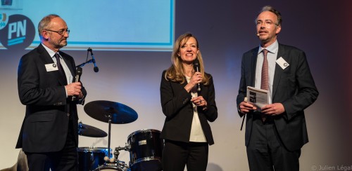 Le gala des 10 ans de PN. De gauche à droite : Benoit Genuini (Président de PN), Nathalie Rosselot (Directrice de la levée de fonds) and Maître Patrick Deguines (Commissaire-Priseur)